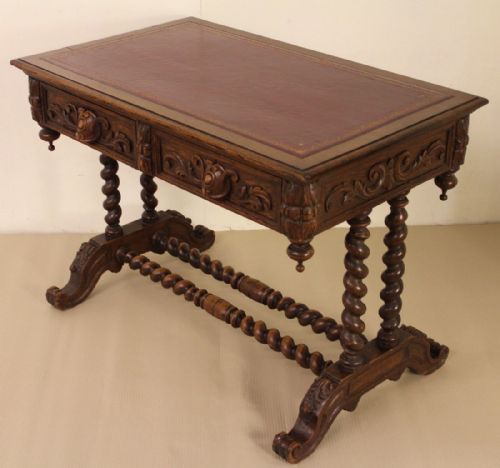 fig 4. Victorian Carved Oak Writing Table by Maple and Co