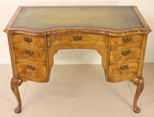 Serpentine Burr Walnut Writing Desk