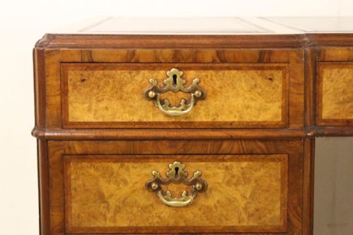 fig 3. Burr Walnut Pedestal Desk by Maple and Co