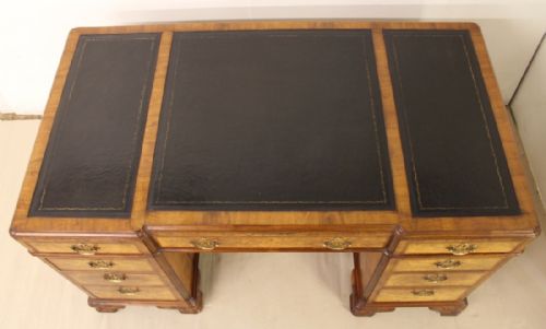 fig 4. Burr Walnut Pedestal Desk by Maple and Co