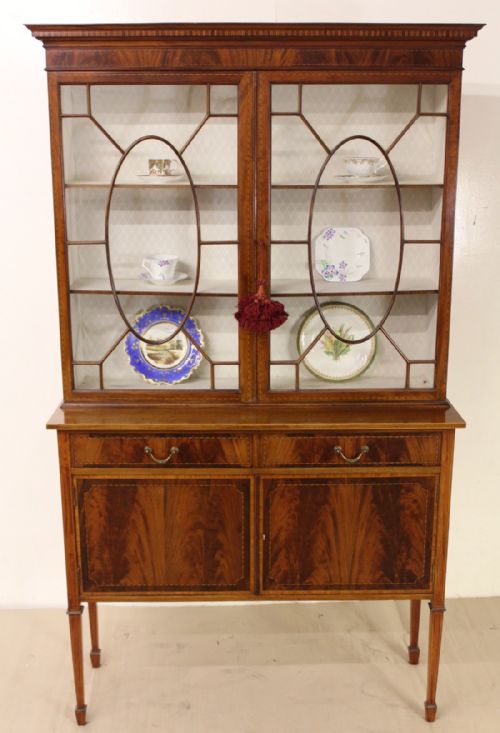 Inlaid Mahogany Display Cabinet by Waring and Gillow