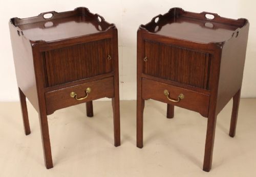 Pair of Georgian Bedside Cupboards with Tambour Fronts