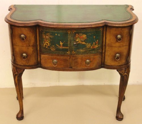 Walnut and Chinoserie Side Table