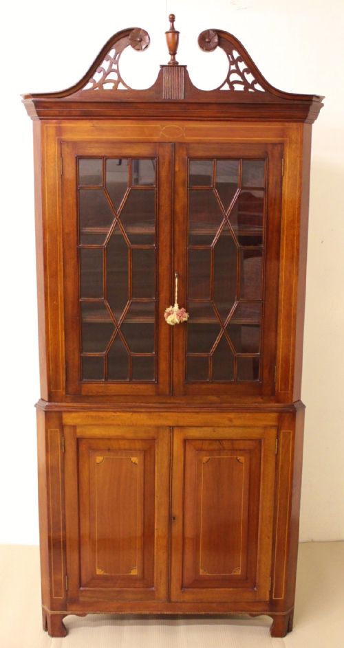 Inlaid Mahogany Corner Cabinet