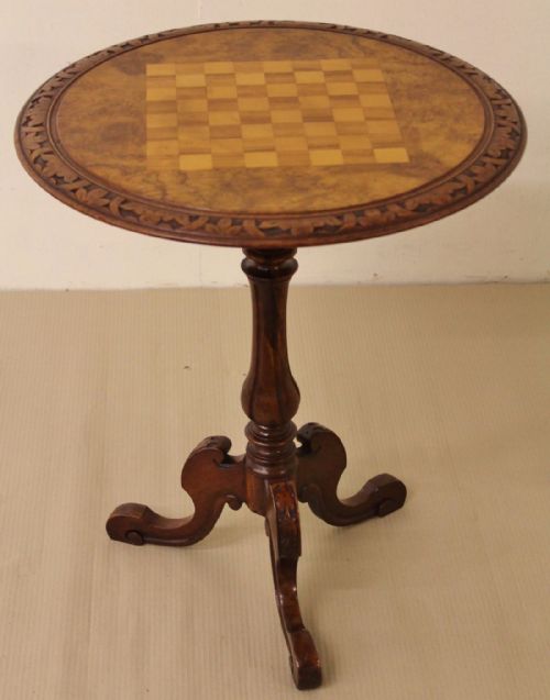 Victorian Burr Walnut Chess Top Table