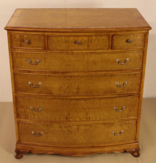 Burr Walnut Bow Fronted Chest of Drawers
