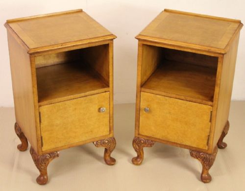 Pair of Burr Walnut Bedside Cupbaords
