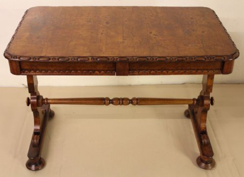 Victorian Pollard Oak Library Stretcher Table