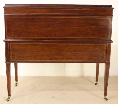 fig 3. Inlaid Mahogany Cylinder Bureau by Maple and Co