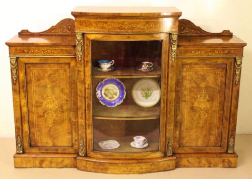 Victorian Inlaid Burr Walnut Side Cabinet