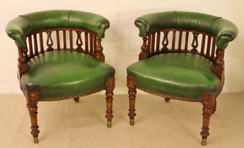 Pair of Victorian Leather Upholstered Chairs
