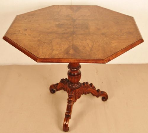 Octagonal Burr Walnut Center Table