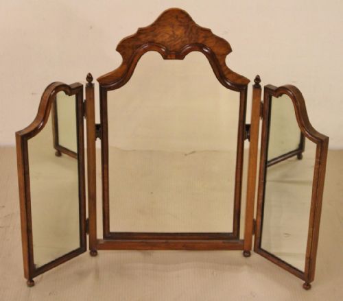 Burr Walnut Triptych Dressing Mirror