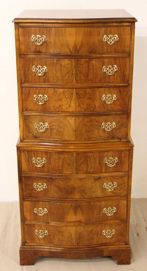 fig 1. Burr Walnut Chest on Chest by Druce and Co