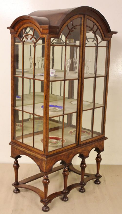 Domed Top Walnut Display Cabinet
