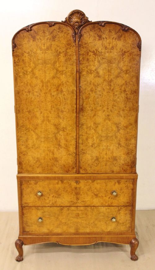 Domed Top Burr Walnut Linen Press