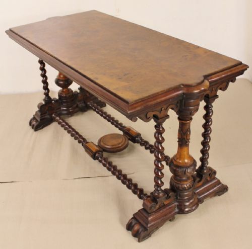 Victorian Burr Walnut Library Table