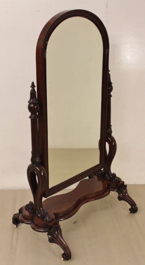 Early Victorian Mahogany Cheval Mirror