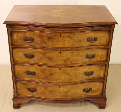 Burr Walnut Bachelors Serpentine Chest of Drawers