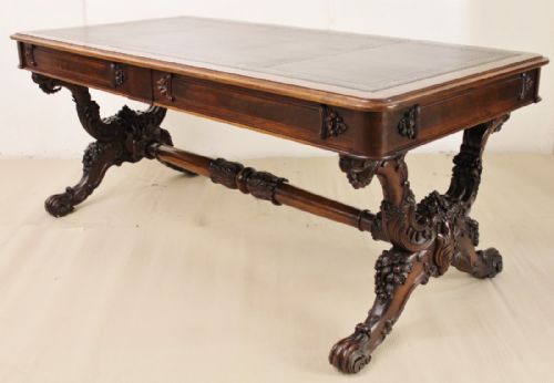 Large and Impressive Victorian Walnut Library Table