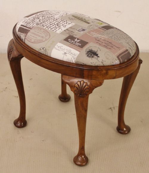 Burr Walnut Oval Stool