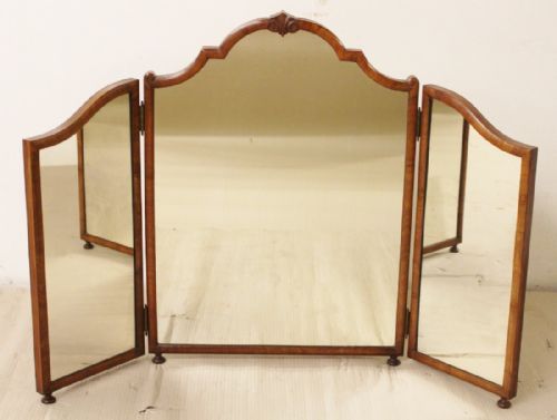 Burr Walnut Triptych Dressing Mirror