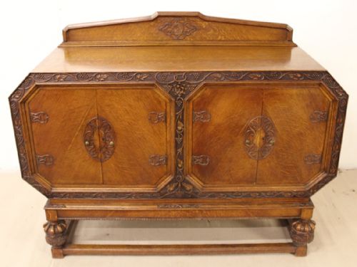 Art Deco Oak "Grape and Vine" Sideboard