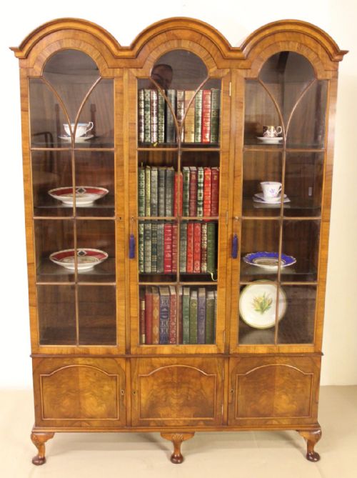 Burr Walnut Dome Topped Bookcase or Cabinet