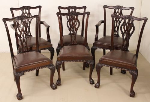 Set of 6 Mahogany Chippendale Dining Chairs