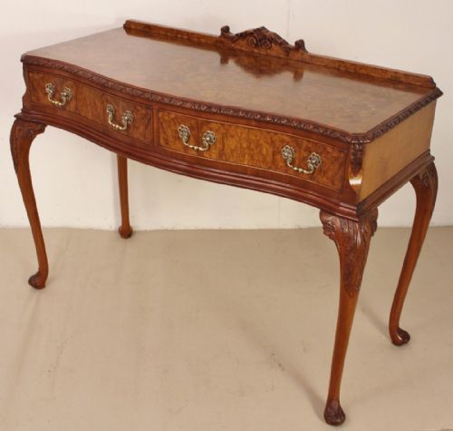 Burr Walnut Serpentine Shaped Table