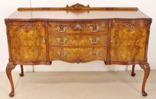 Queen Anne Style Burr Walnut Sideboard