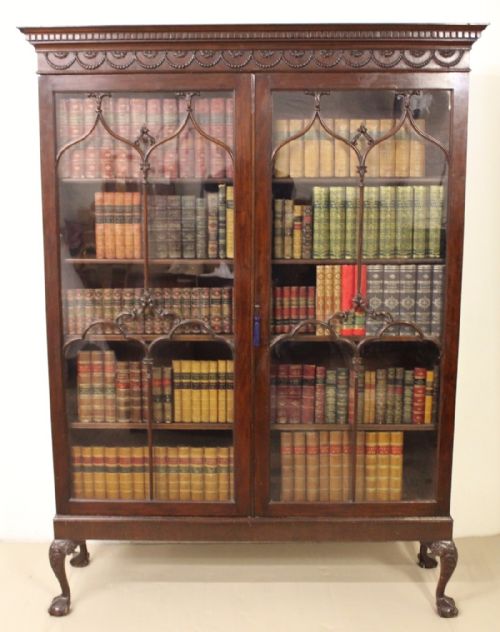 Chippendale Style Glazed Mahogany Bookcase