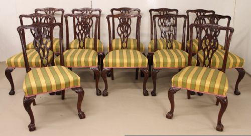 Set of 12 Chippendale Style Mahogany Dining Chairs