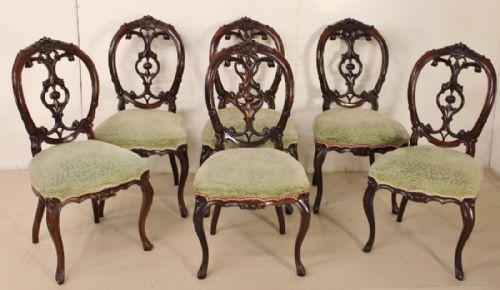 Set of 6 Victorian Rosewood Dining Chairs