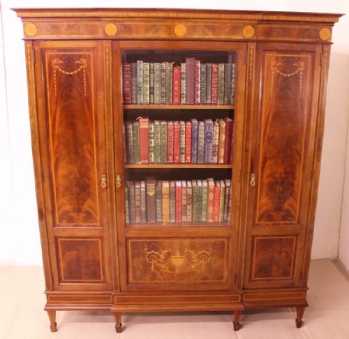 Inlaid Mahogany Bookcase/display Cabinet