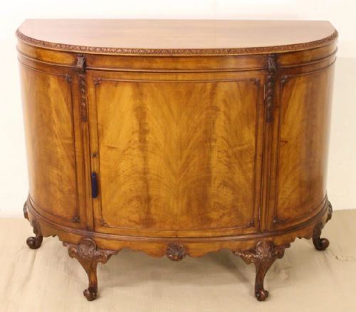 Burr Walnut Half Moon Commode