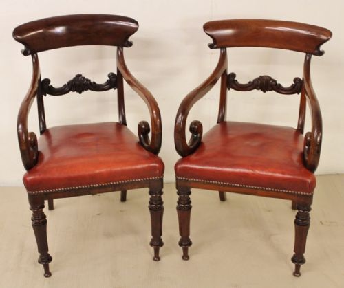 Pair of William IV Mahogany Desk Chairs
