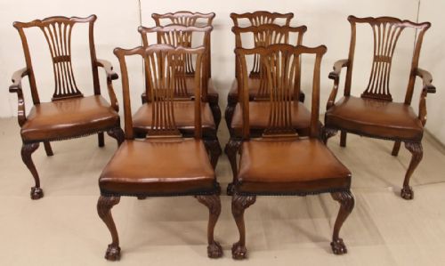 Set of 8 Mahogany Chippendale Style Chairs
