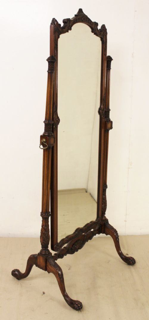 Ornate Chippendale Style Cheval Mirror