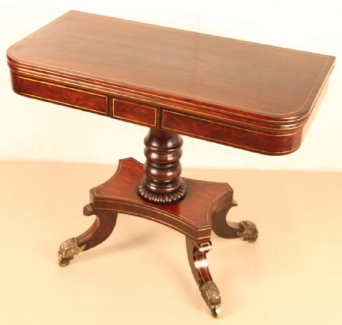 Superb Regency Brass Inlaid Mahogany Tea Table