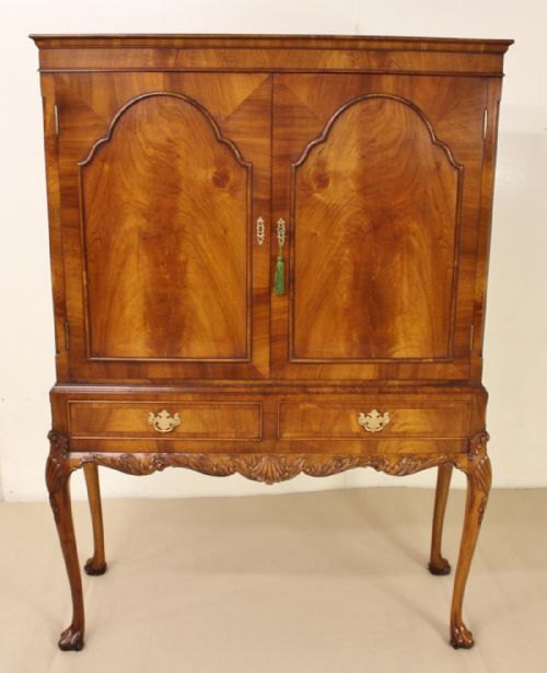 Queen Anne Style Walnut Cocktail Cabinet