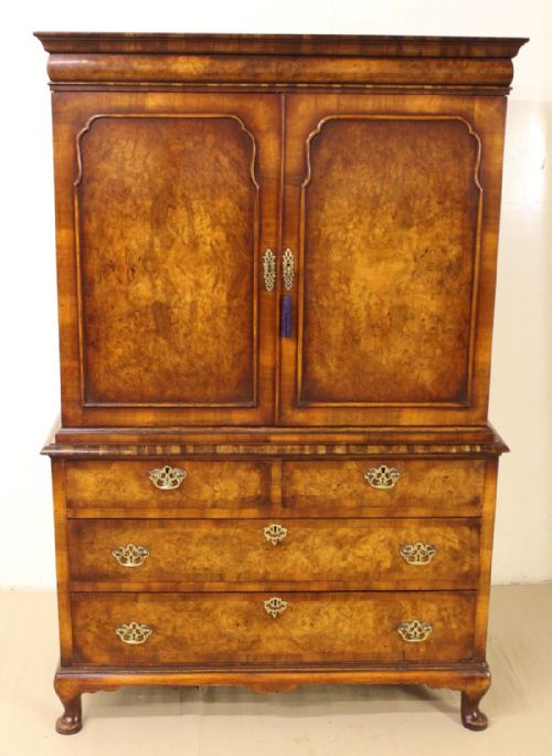 Burr Walnut Linen Press