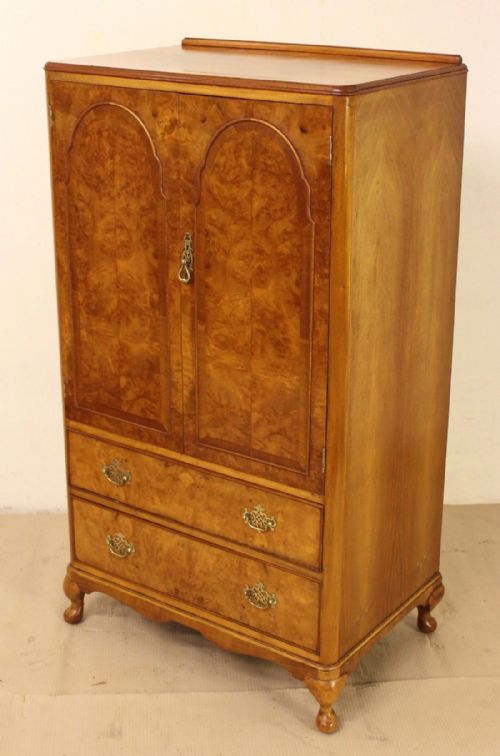 Burr Walnut Linen Press