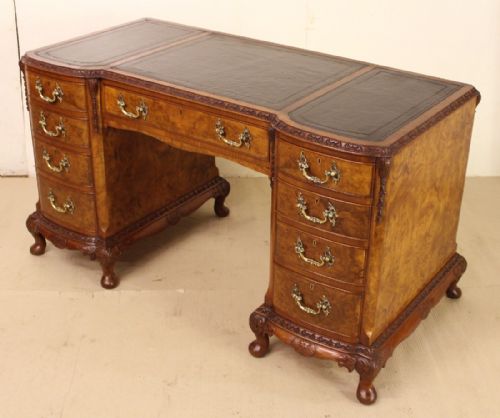 Superb Burr Walnut Pedestal Desk