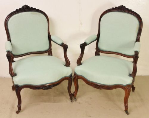 Pair of French Rosewood Armchairs