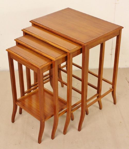 Inlaid Satinwood Nest of 4 Tables