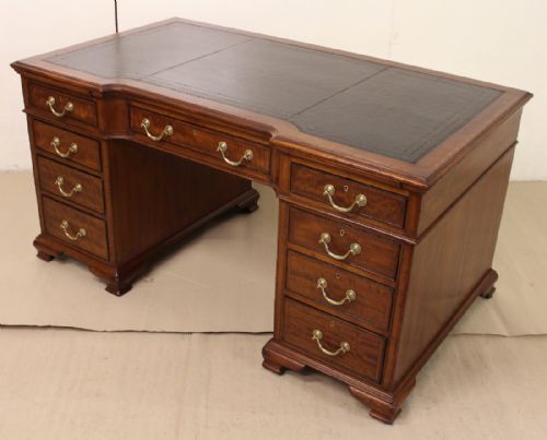Inlaid Mahogany Pedestal Desk by Maple and Co