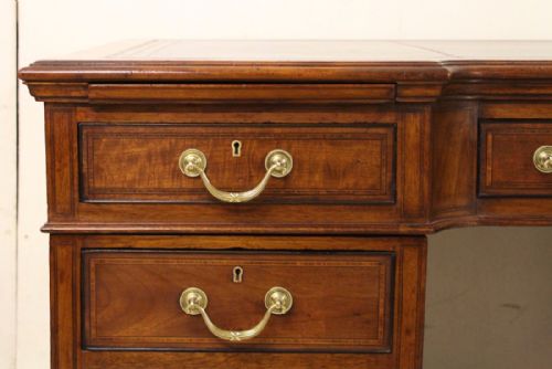 fig 2. Inlaid Mahogany Pedestal Desk by Maple and Co