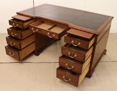 fig 3. Inlaid Mahogany Pedestal Desk by Maple and Co