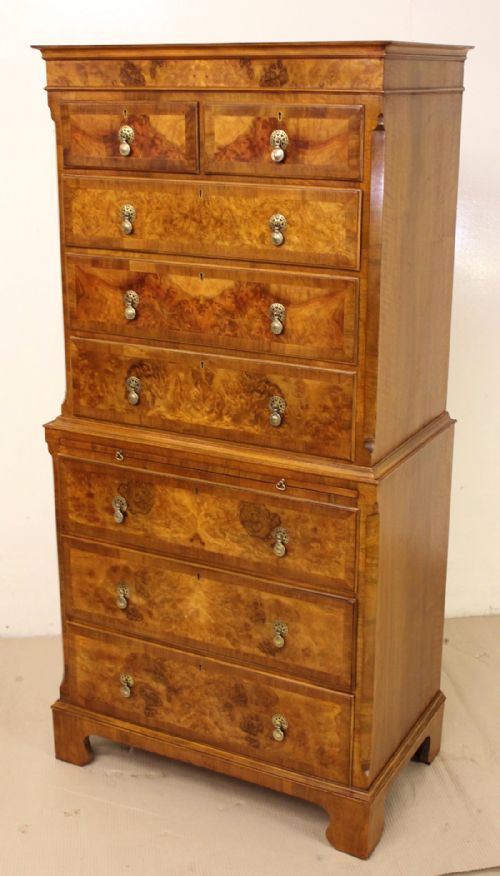 Burr Walnut Chest on Chest